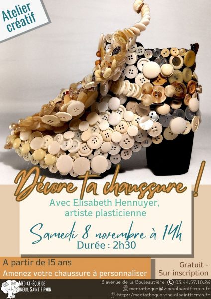 Atelier « Décore ta chaussure » à la Médiathèque de Vineuil-Saint-Firmin