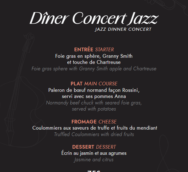 Soirée Dîner Jazz au Carroussel du Grand Pavillon