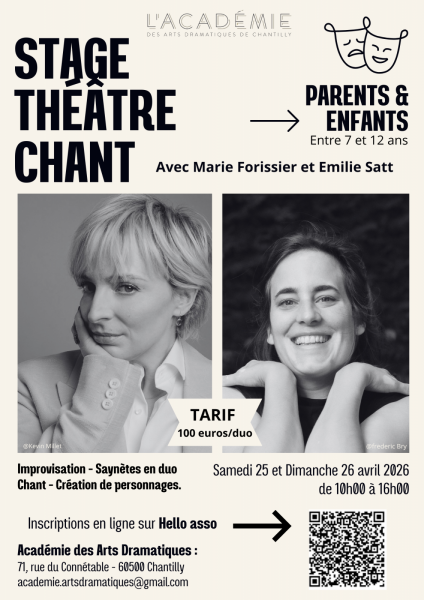 Stage Théâtre/Chant Parents/enfants à l’Atelier MOZ Chantilly