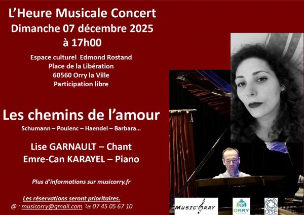 Concert « Heure Musicale – Les chemins de l’amour à l’Espace Culturel d’Orry-la-Ville