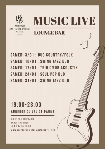 Soirée Jazz au bar de l’Auberge du Jeu de Paume à Chantilly