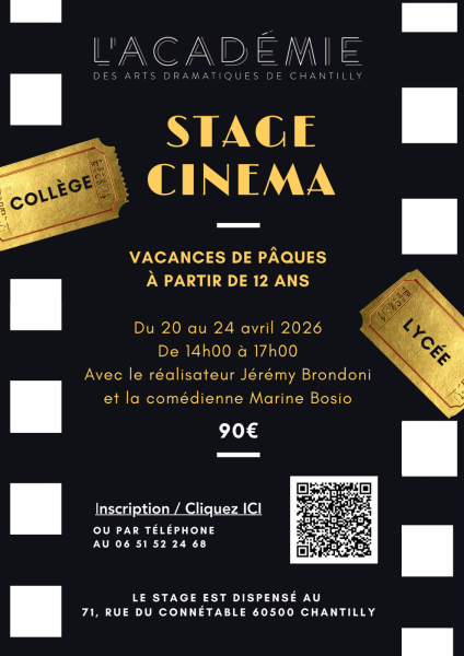 Stage Cinéma pour les collégiens et lycéens à l’Atelier MOZ Chantilly