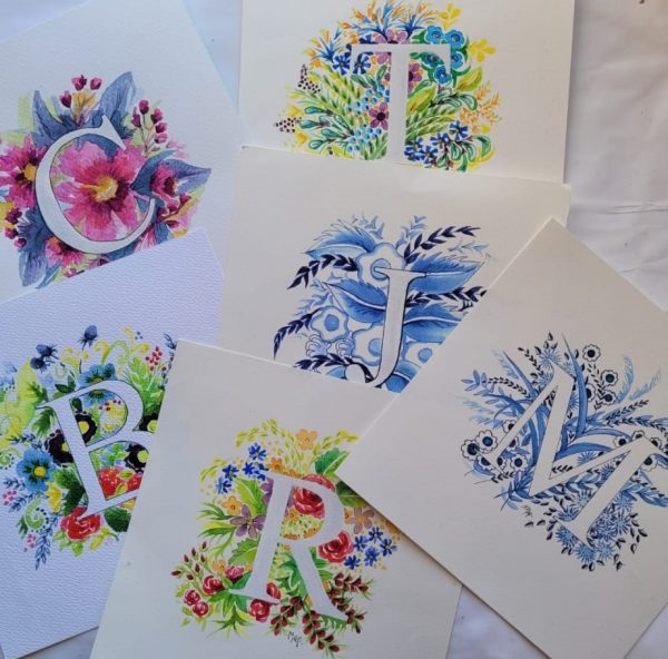 COMPLET – Atelier monogramme à l’aquarelle à la librairie le Verbe et l’Objet de Senlis